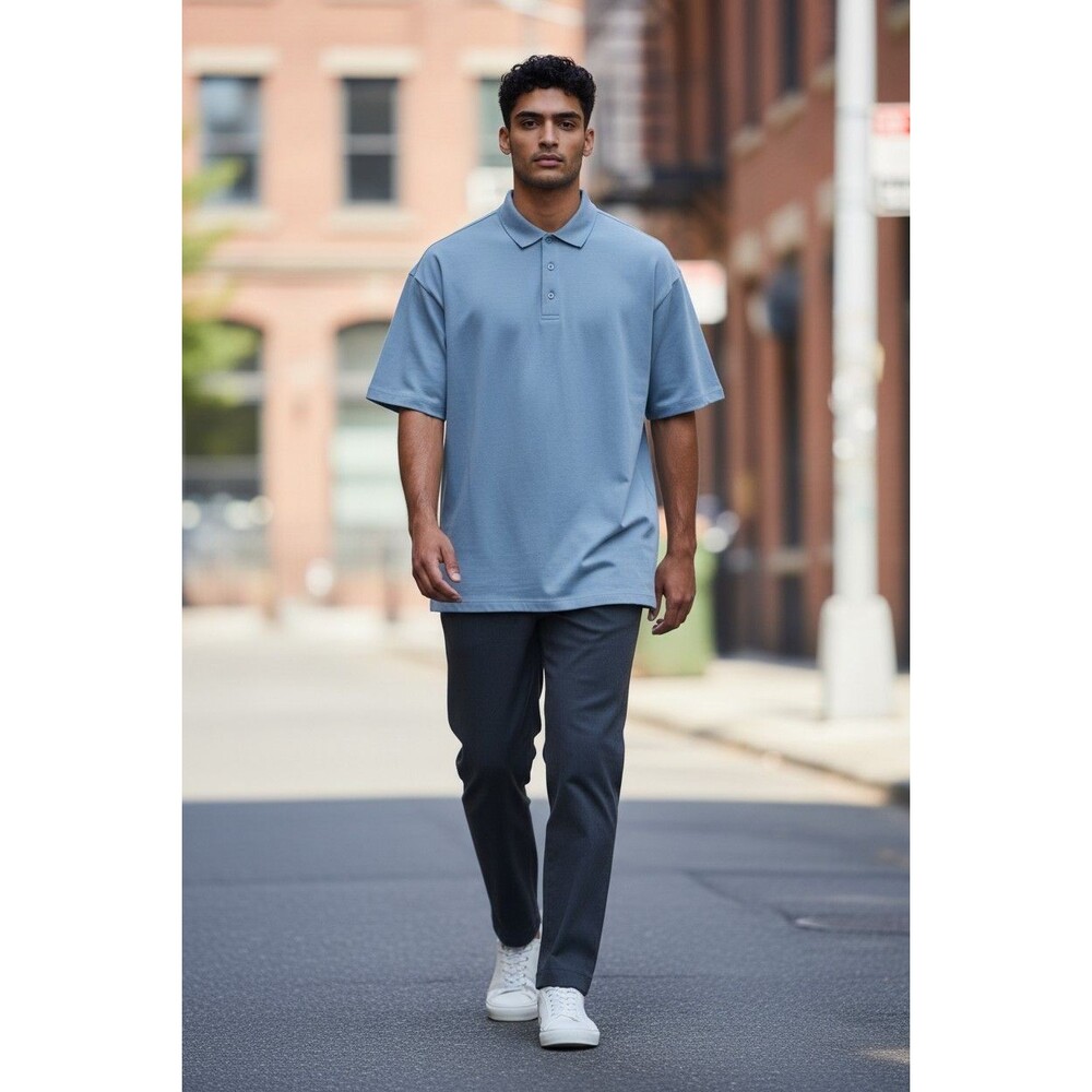 FeatherLite Men's Size Med Light Blue Short Sleeve Polo